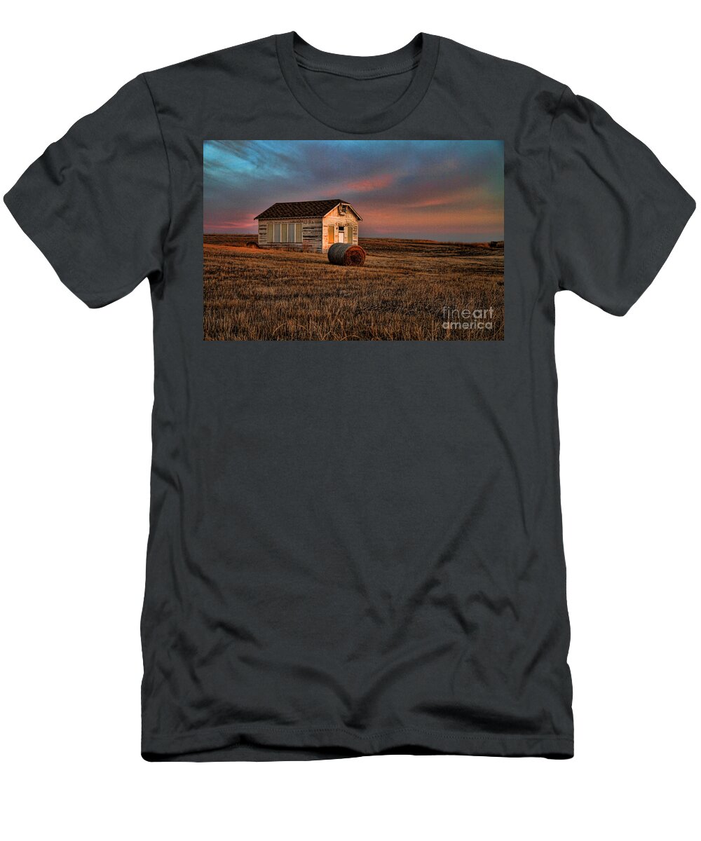Sunrise T-Shirt featuring the photograph Old Prairie School at Sunrise by Edward R Wisell