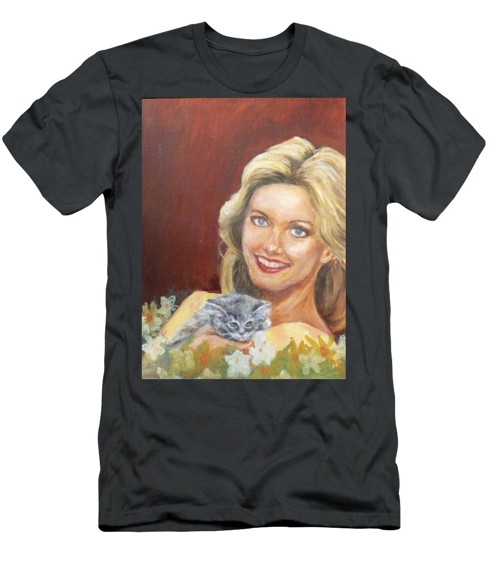 Olivia Newton-john T-Shirt featuring the painting Olivia Newton-John by Bryan Bustard