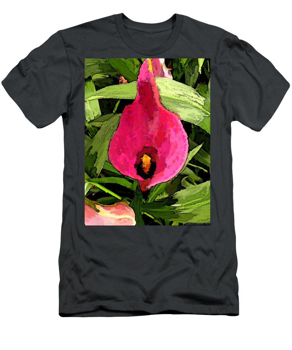 Nature T-Shirt featuring the photograph Painted Pink Cala Lily by Debbie Portwood