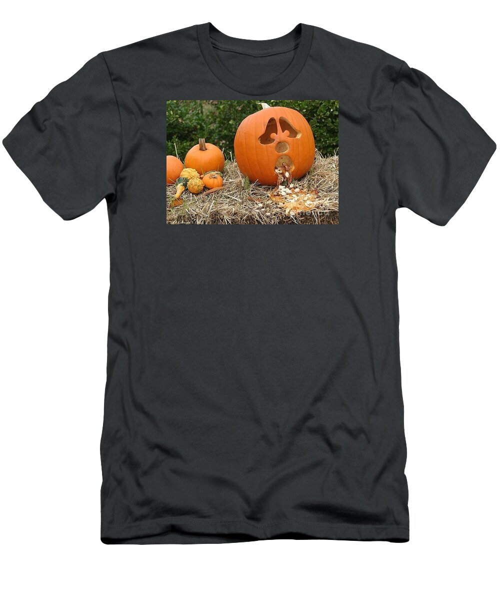 Pumpkins T-Shirt featuring the photograph Party Pumpkin by Living Color Photography Lorraine Lynch