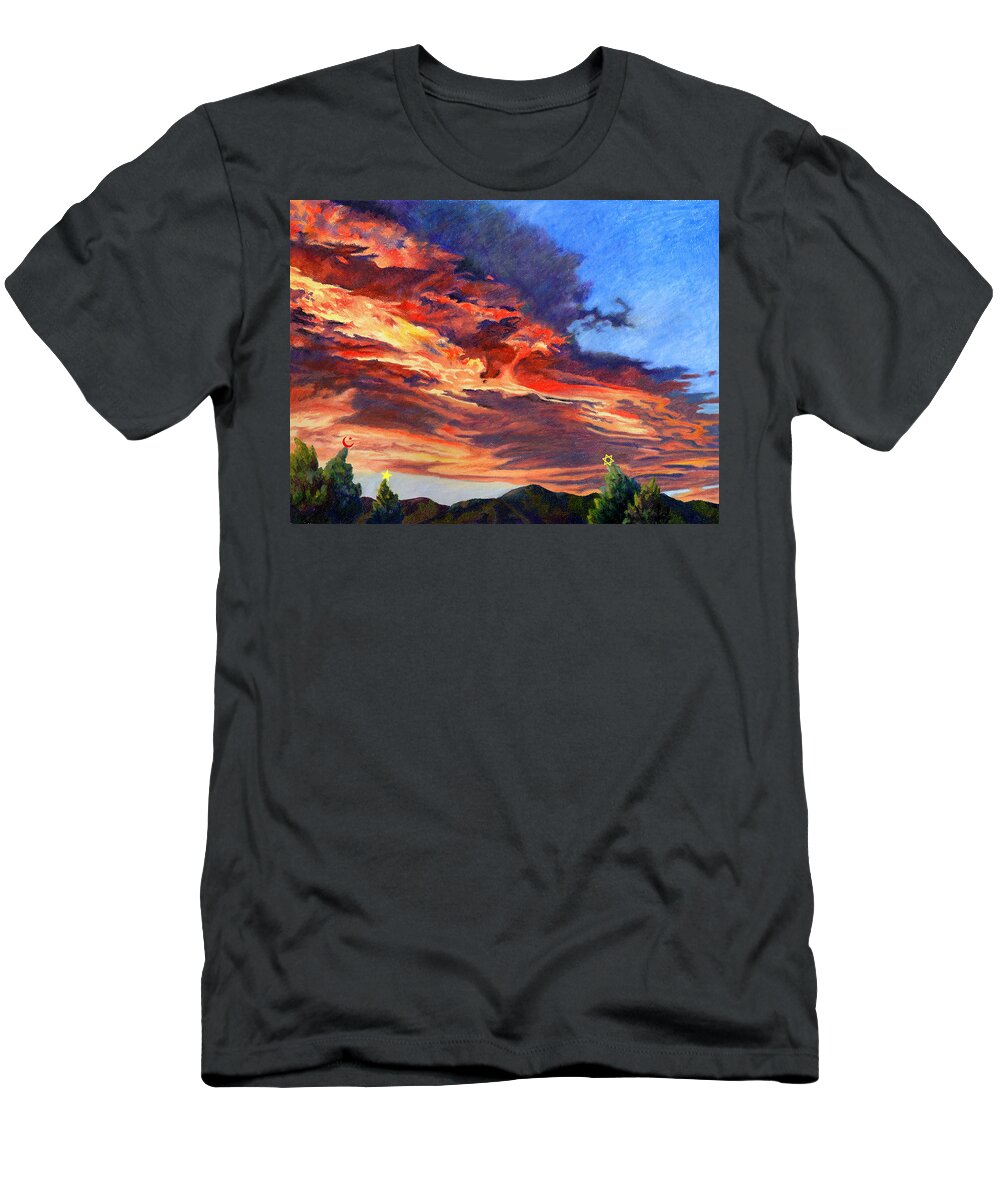 Sunset Pastel T-Shirt featuring the pastel Peace on Earth by Anne Gifford