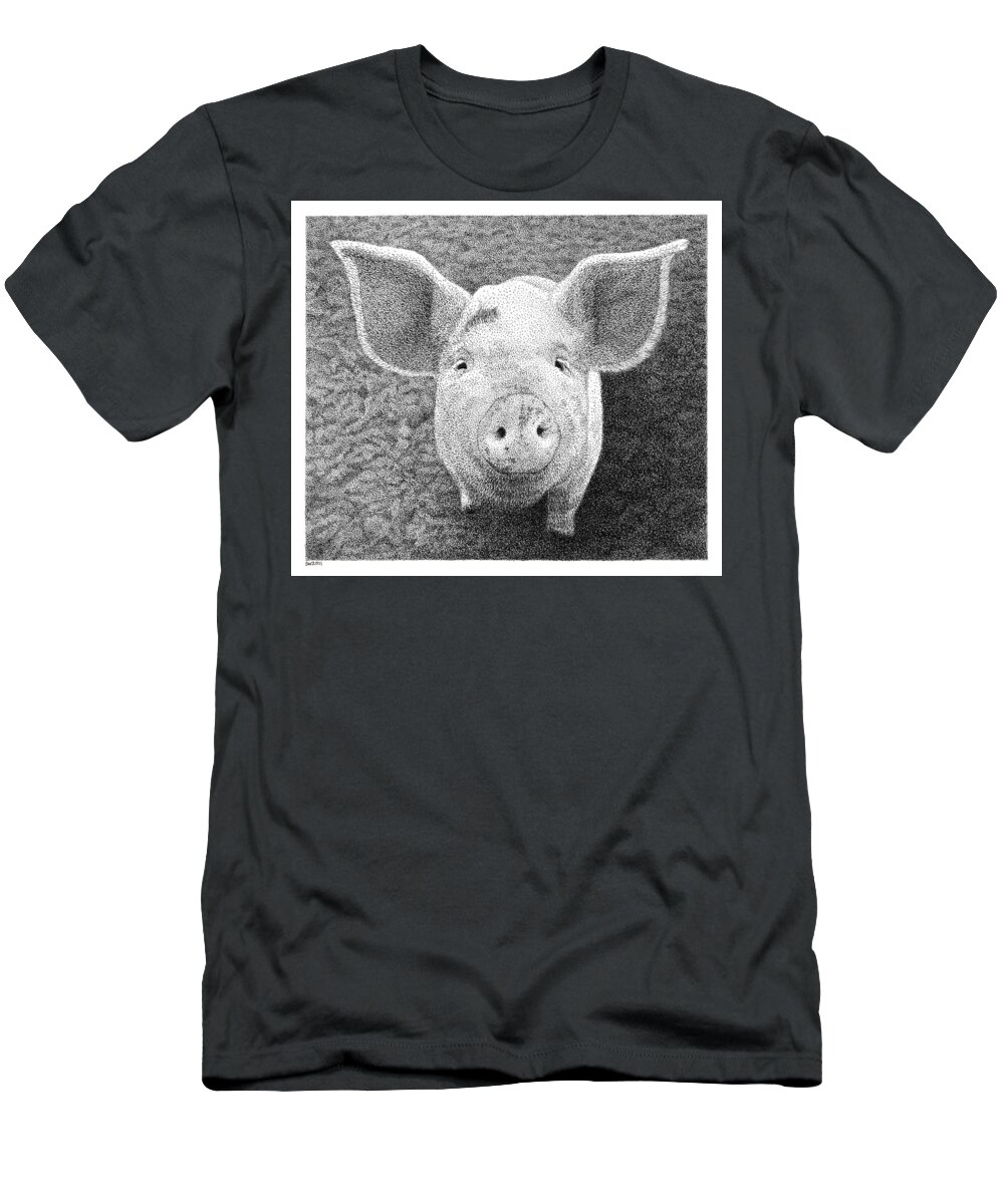 Piglet T-Shirt featuring the drawing Piglet by Scott Woyak