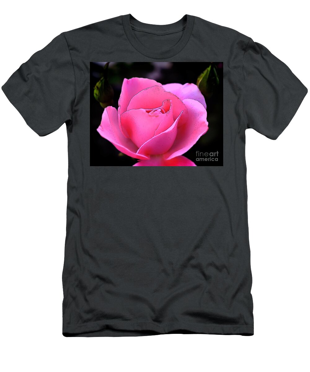 Clay T-Shirt featuring the photograph Pink Rose Day by Clayton Bruster