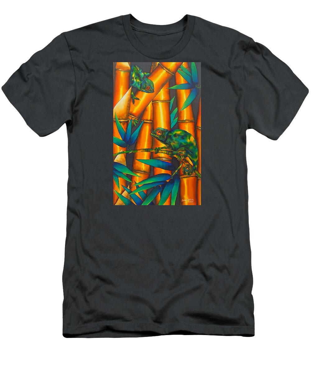 Chameleon T-Shirt featuring the tapestry - textile Chameleon in bamboo forest by Daniel Jean-Baptiste