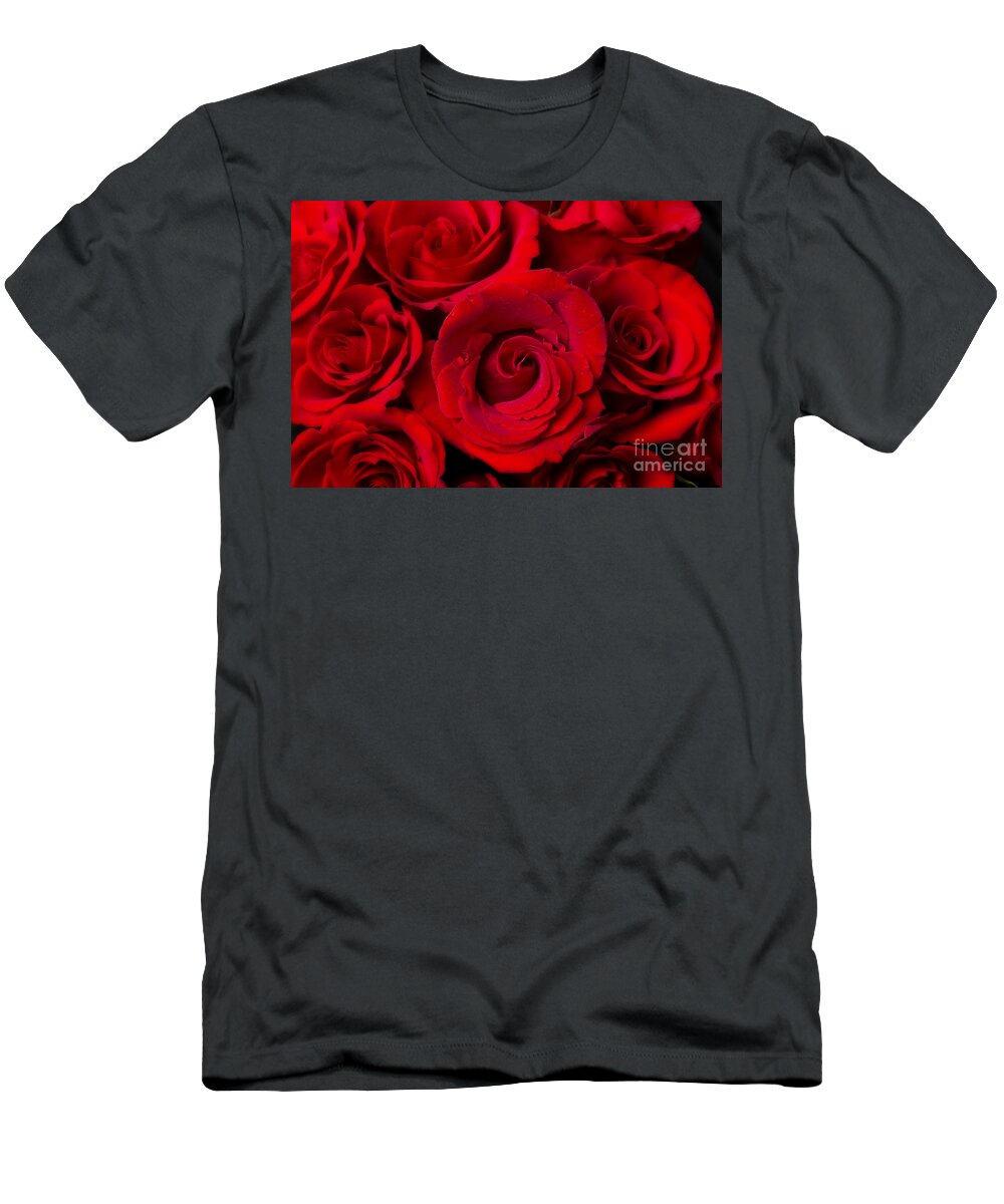 Anniversary T-Shirt featuring the photograph Red Rose Bouquet Dream by James BO Insogna