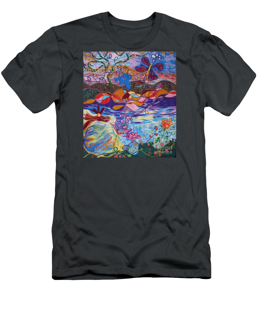Abstract T-Shirt featuring the painting River of Life by Heather Hennick