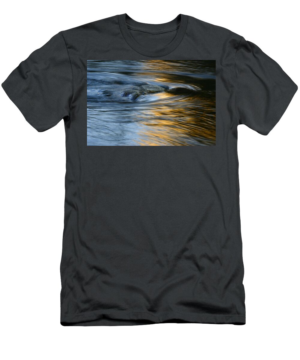 Water T-Shirt featuring the photograph Rock and Blue Gold Water by Rich Franco