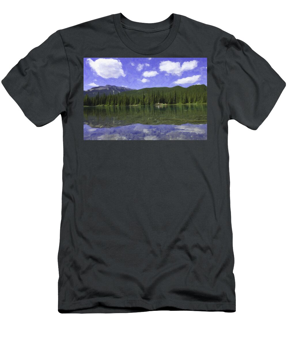 Landscape T-Shirt featuring the photograph Rockies and Blue Sky Paint by Donna L Munro