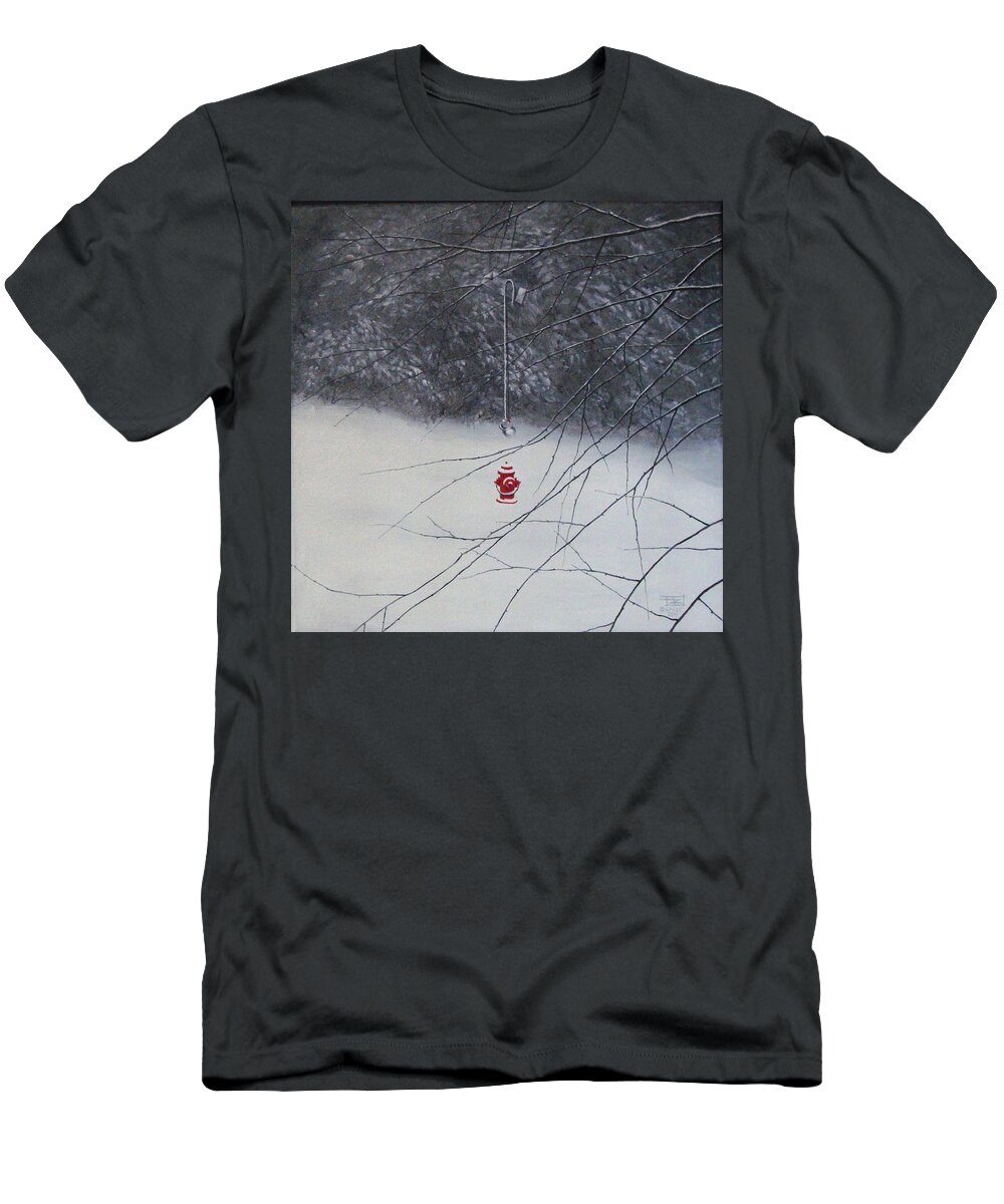 Winter T-Shirt featuring the painting Safety by Roger Calle