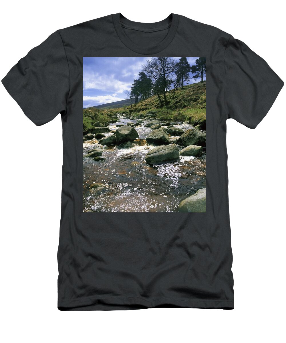 Co. Wicklow T-Shirt featuring the photograph Sally Gap, River Liffey, Co Wicklow by The Irish Image Collection 
