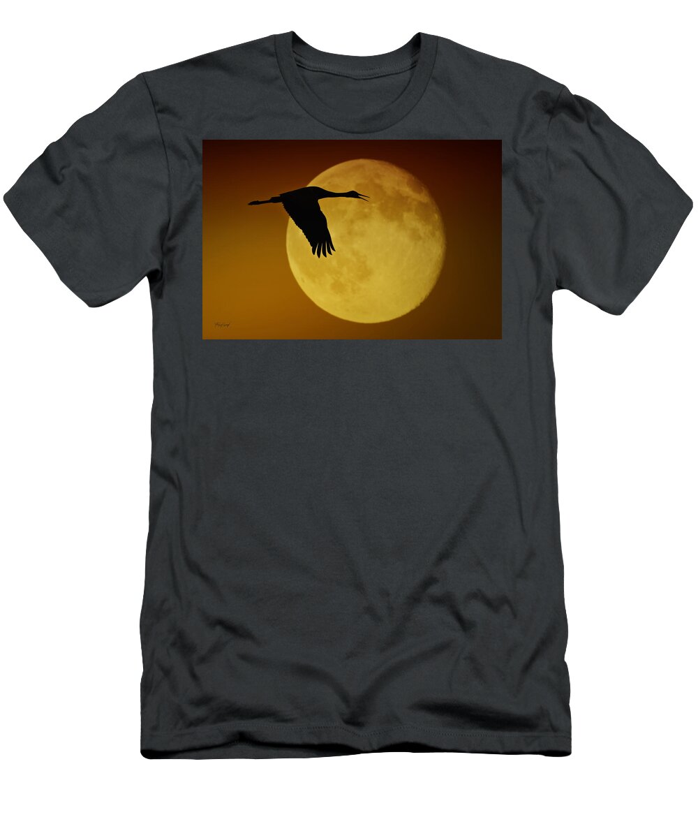 Sandhill T-Shirt featuring the photograph Sandhill Crane Moon by Fred J Lord