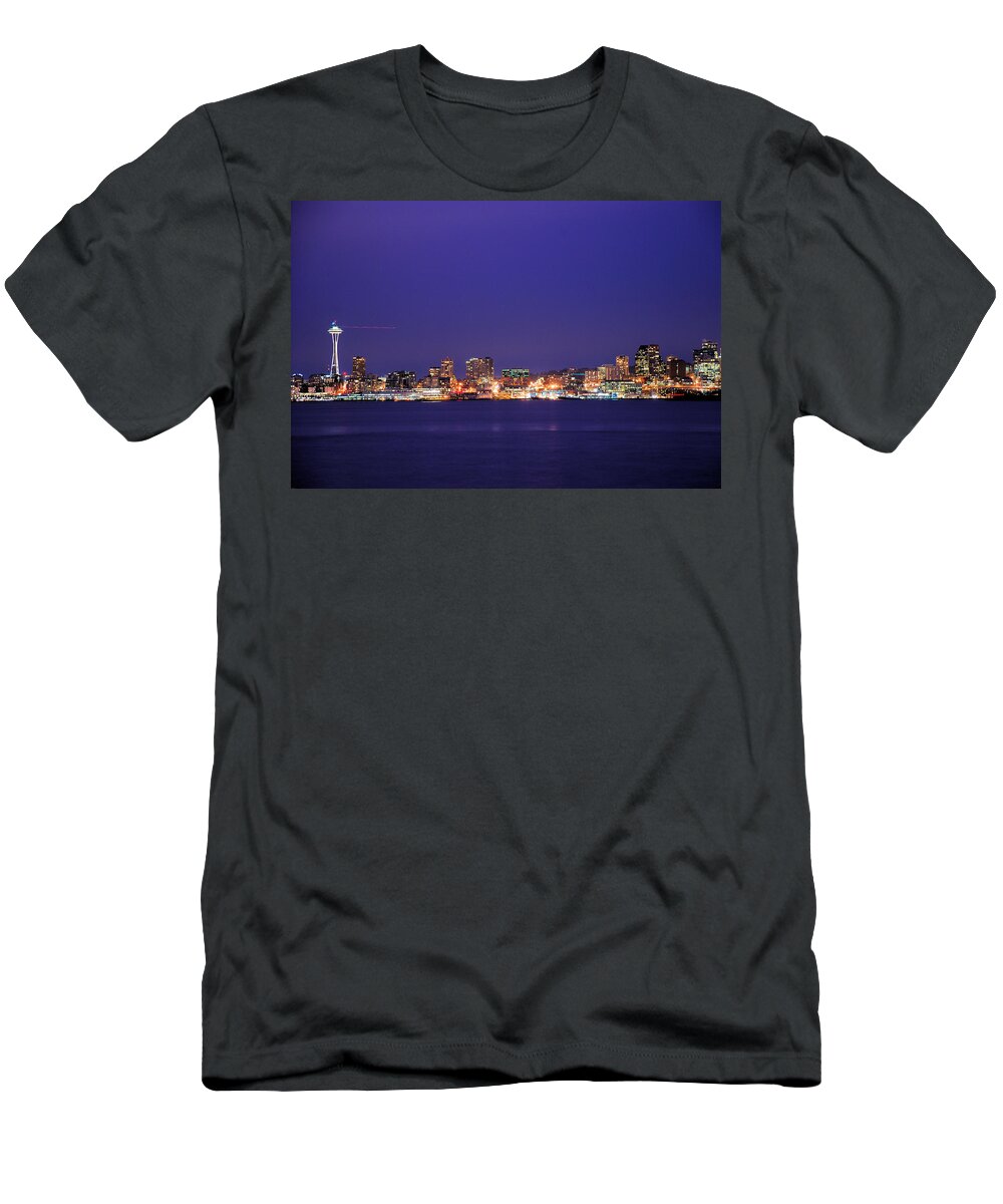 Seattle T-Shirt featuring the photograph Seattle at Dusk by Michael Merry