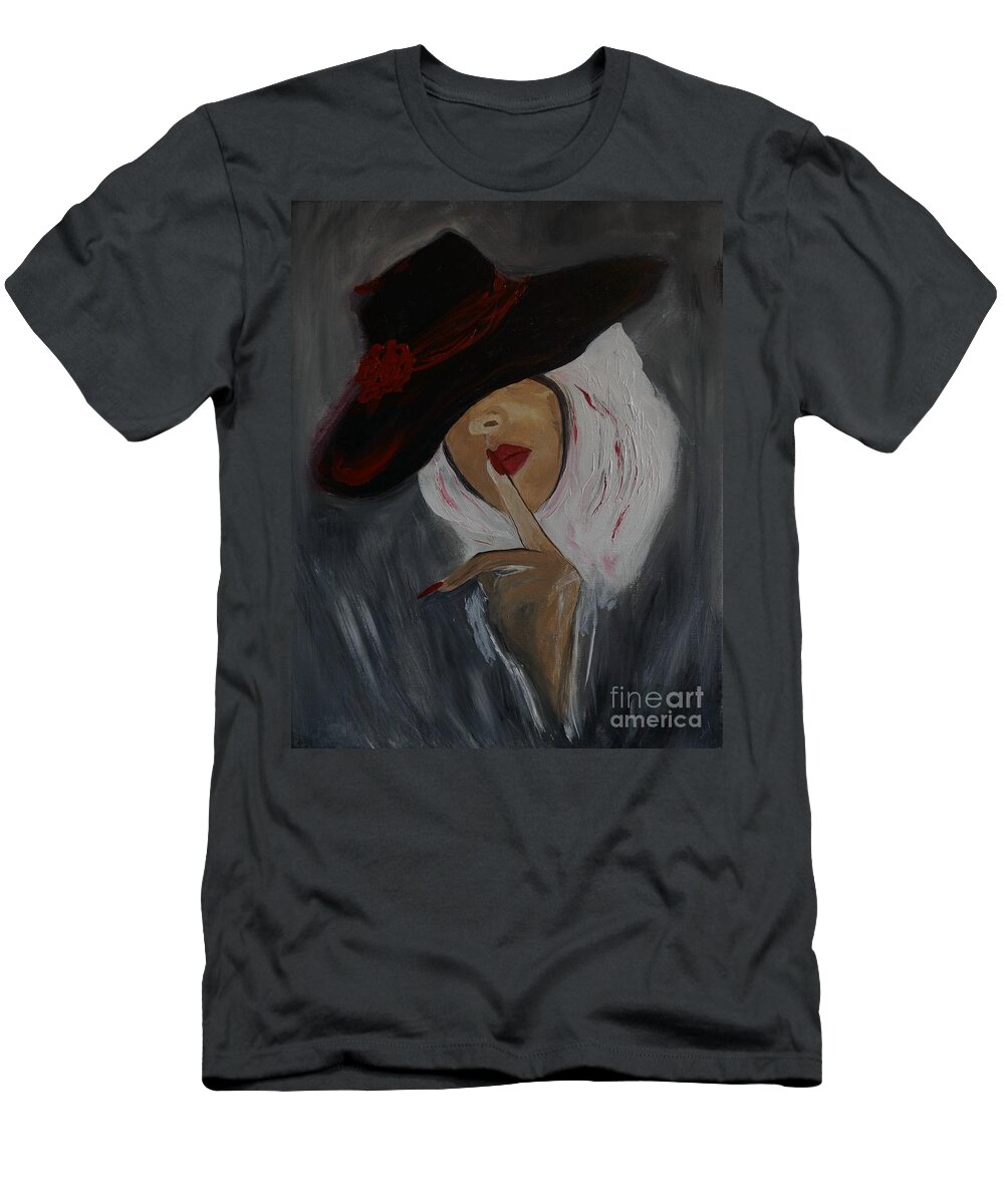 Woman T-Shirt featuring the painting Secrets by Leslie Allen