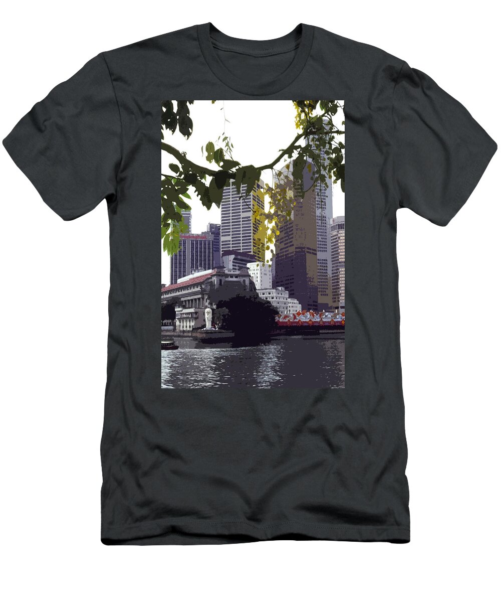 Asien T-Shirt featuring the photograph Singapore ... The Lion City by Juergen Weiss