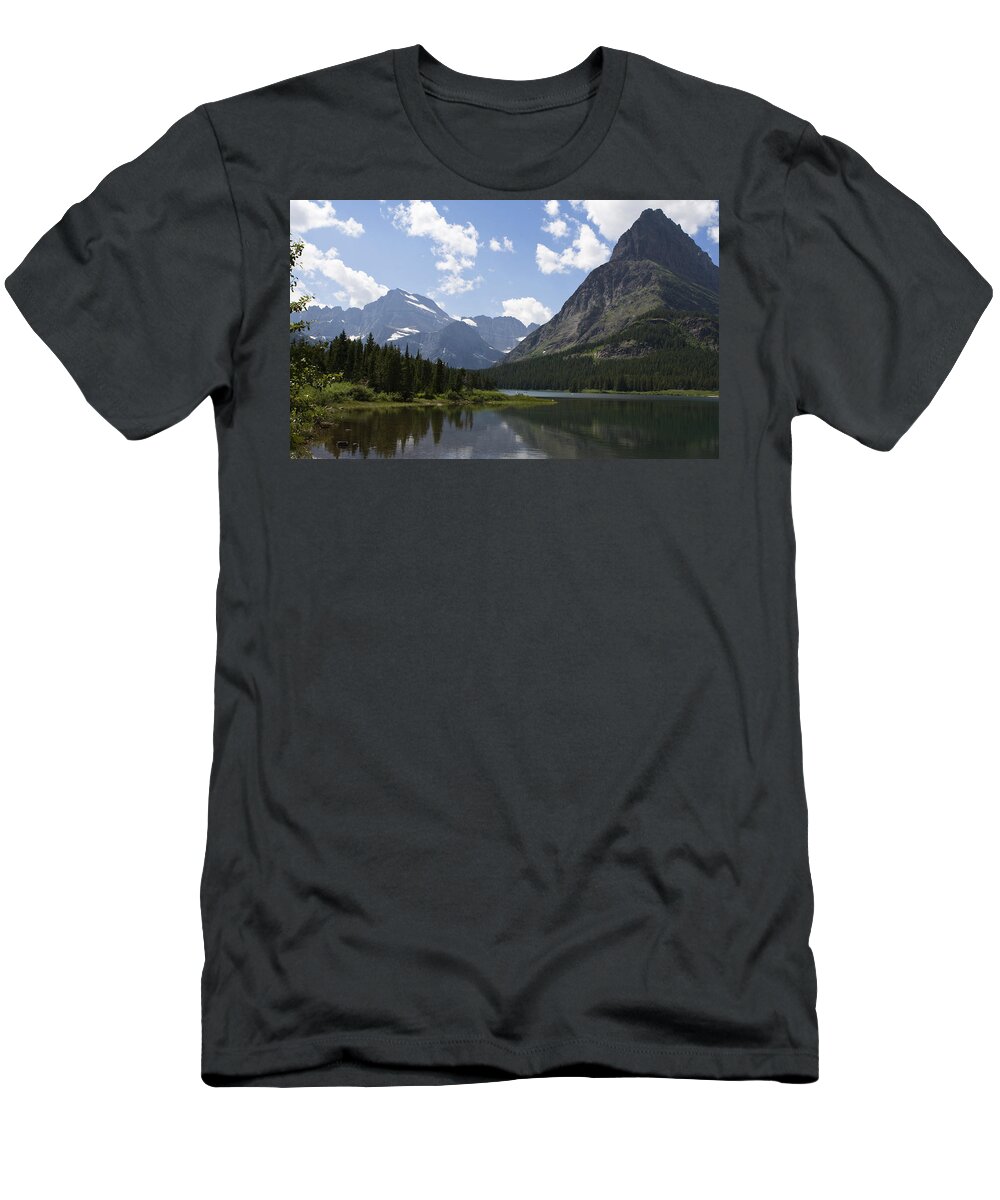 Swiftcurrent Lake T-Shirt featuring the photograph Sinopah Reflected by Lorraine Devon Wilke