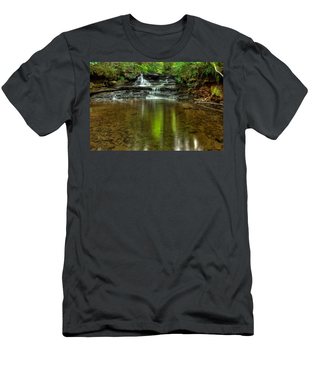 Green Mantle T-Shirt featuring the photograph Small spirit of the falls by Jakub Sisak