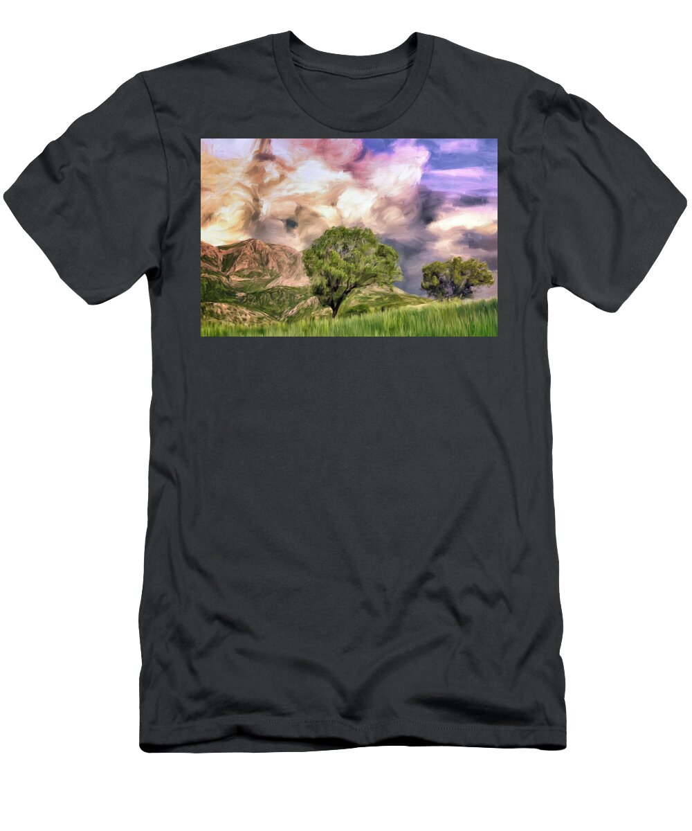 Storm T-Shirt featuring the painting Spring Storm in Tuscany by Dominic Piperata