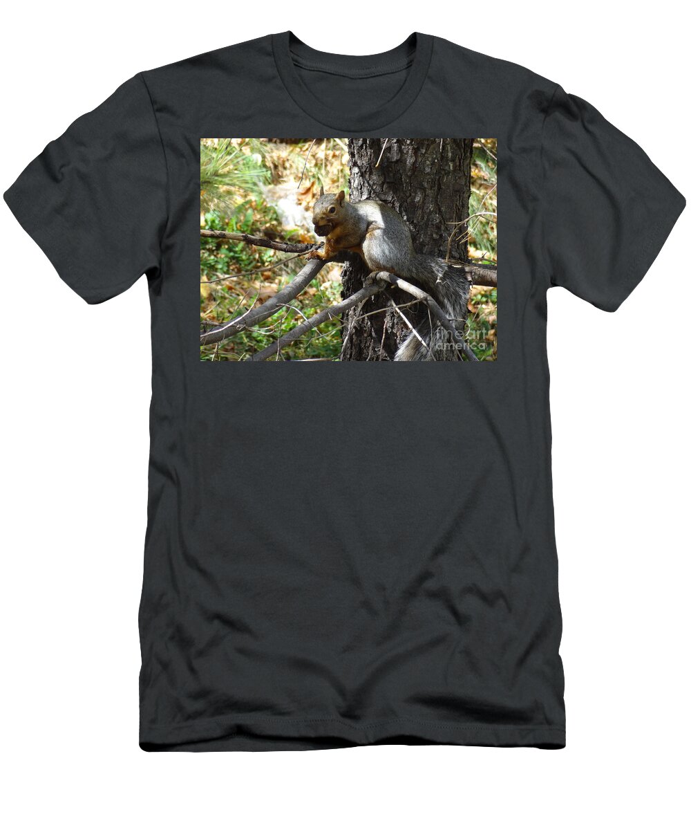Squirrel T-Shirt featuring the photograph Squirrling Away by Laurel Best