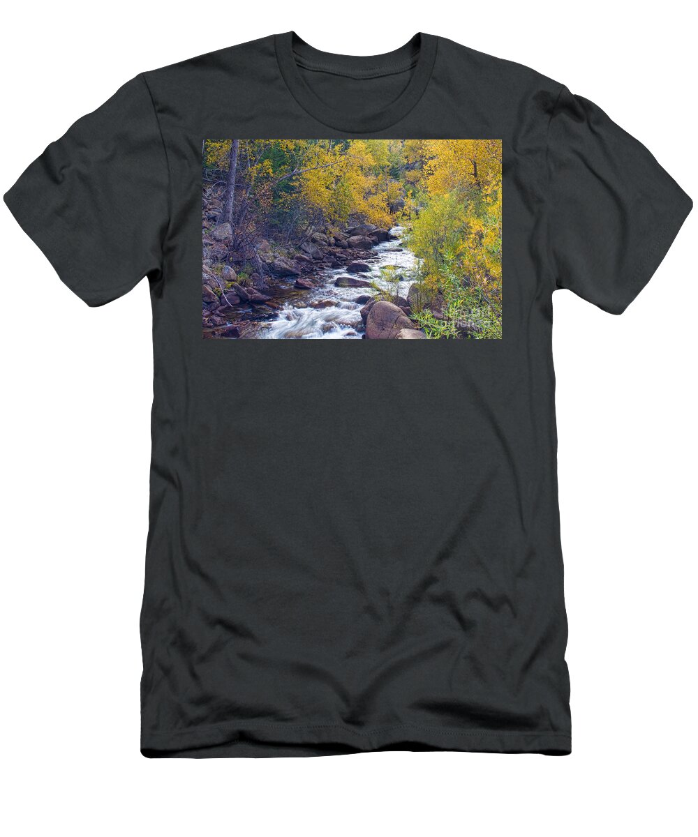 Autumn T-Shirt featuring the photograph St Vrain Canyon and River Autumn Season Boulder County Colorado by James BO Insogna