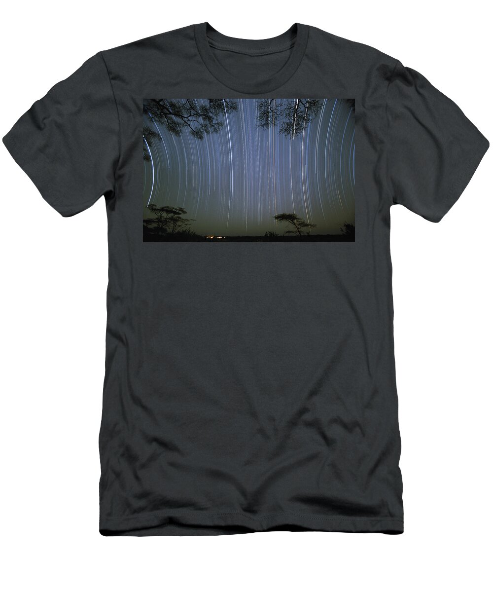 Mp T-Shirt featuring the photograph Star Trails, Serengeti National Park by Konrad Wothe