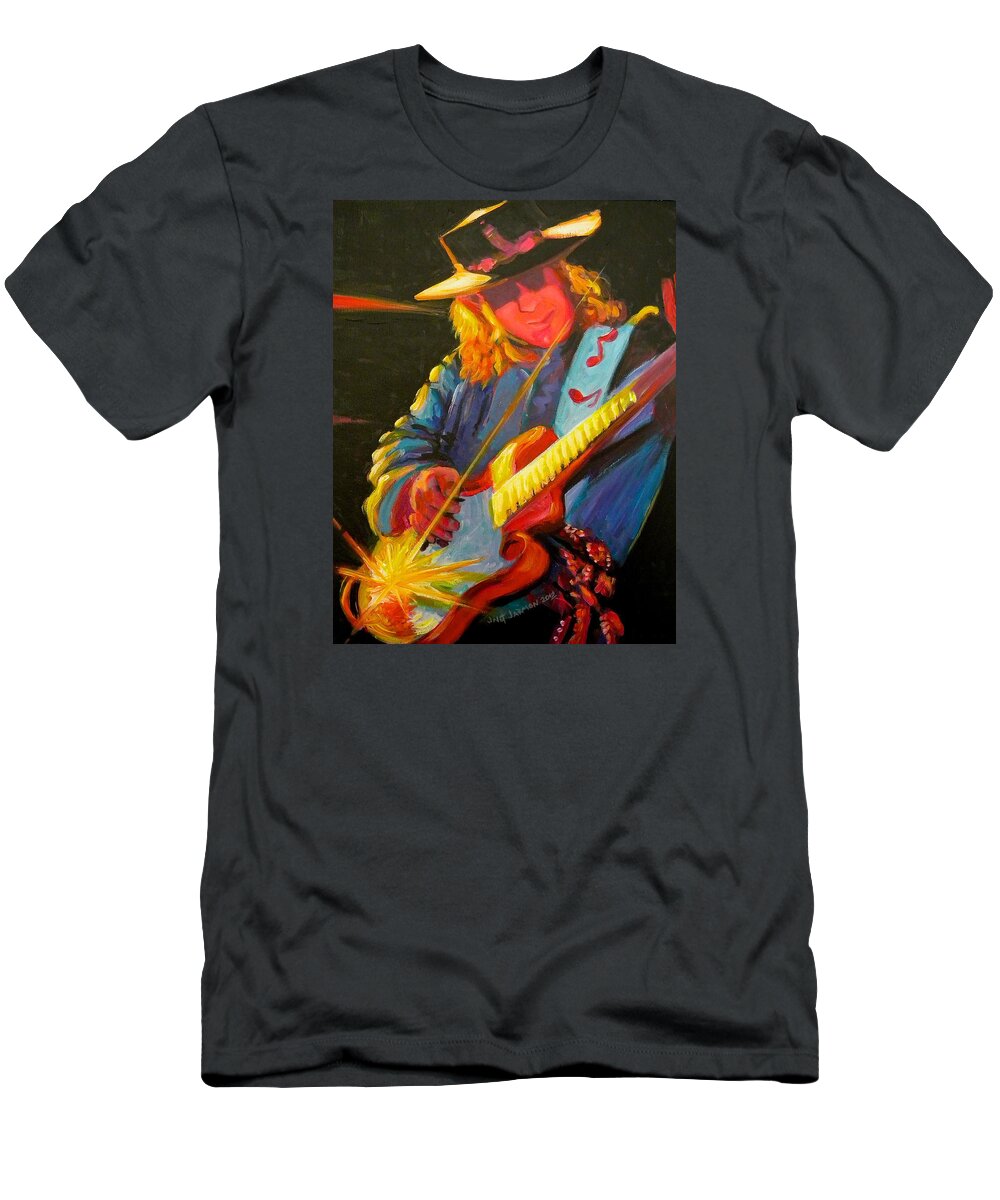 Stevie Ray Vaughn T-Shirt featuring the painting Stevie Ray Vaughn by Jeanette Jarmon