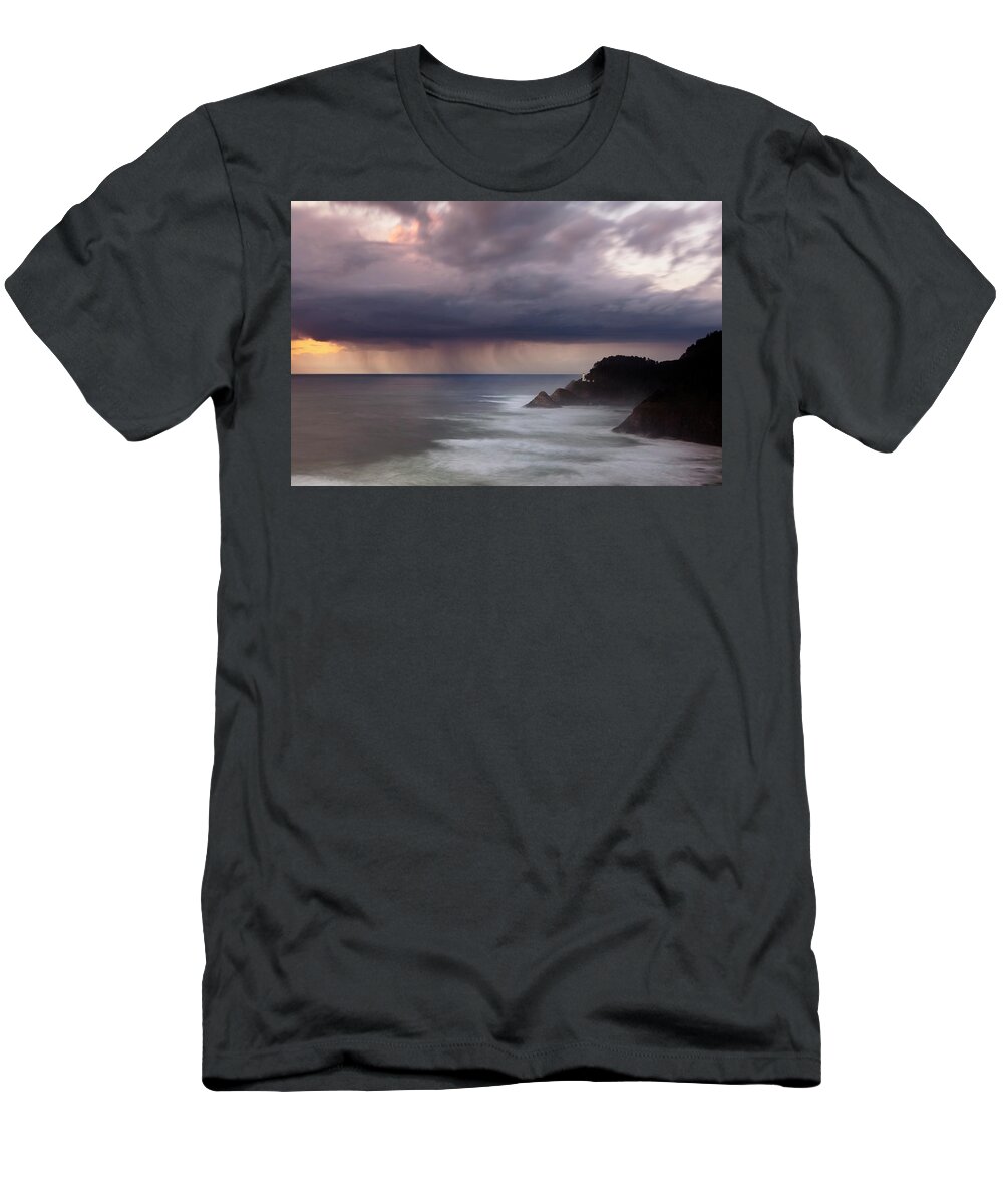 Light House T-Shirt featuring the photograph Storm over Heceta Head by Keith Kapple