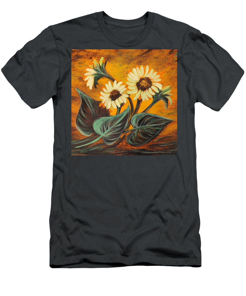 Flower T-Shirt featuring the painting Sunflowers 14 Square Painting by Gina De Gorna