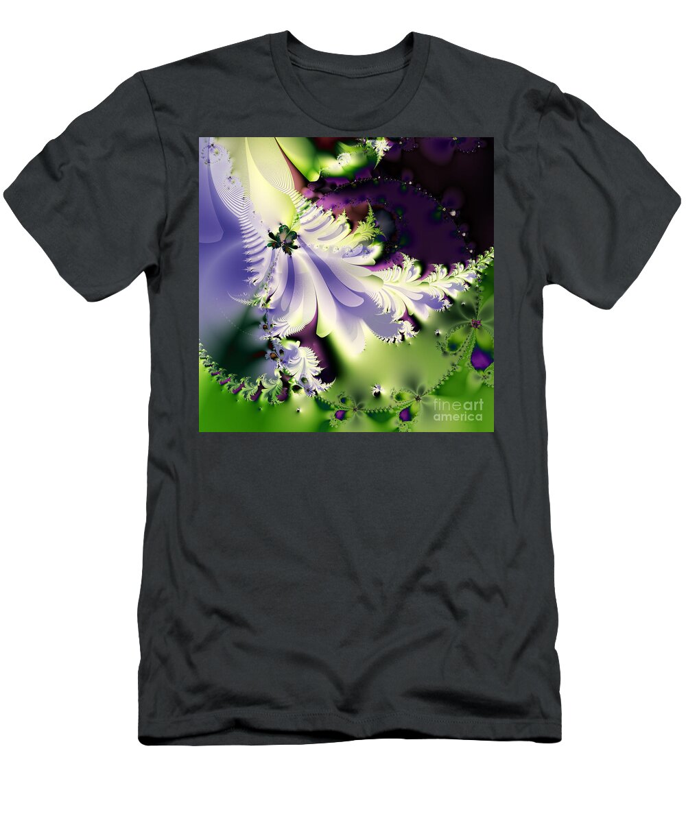 Fractal T-Shirt featuring the digital art The Butterfly Effect . Version 2 . Square by Wingsdomain Art and Photography