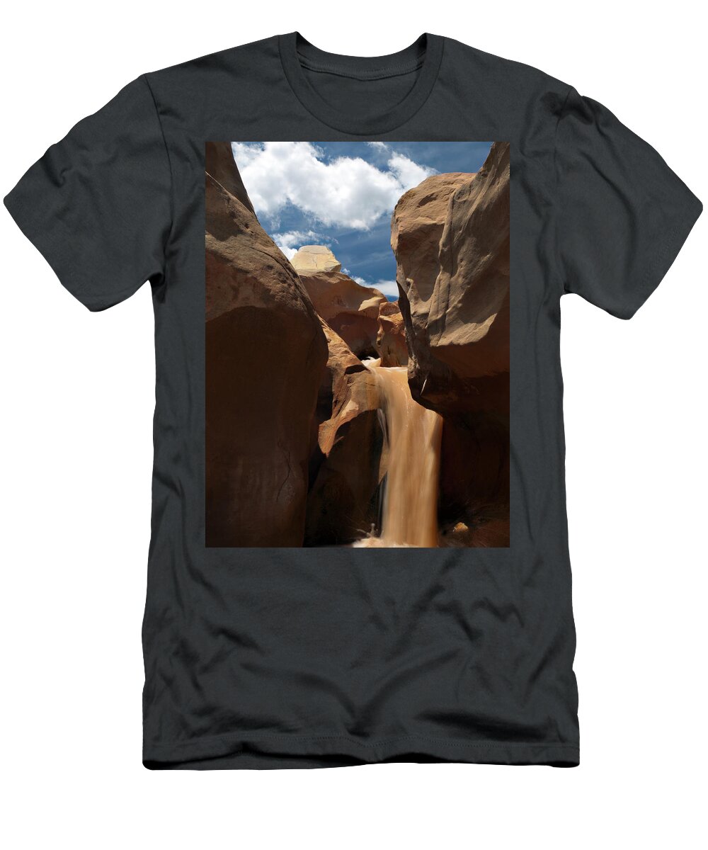 Willis Creek T-Shirt featuring the photograph The Red Clay Faces of Willis Creek. Utah. by Joe Schofield