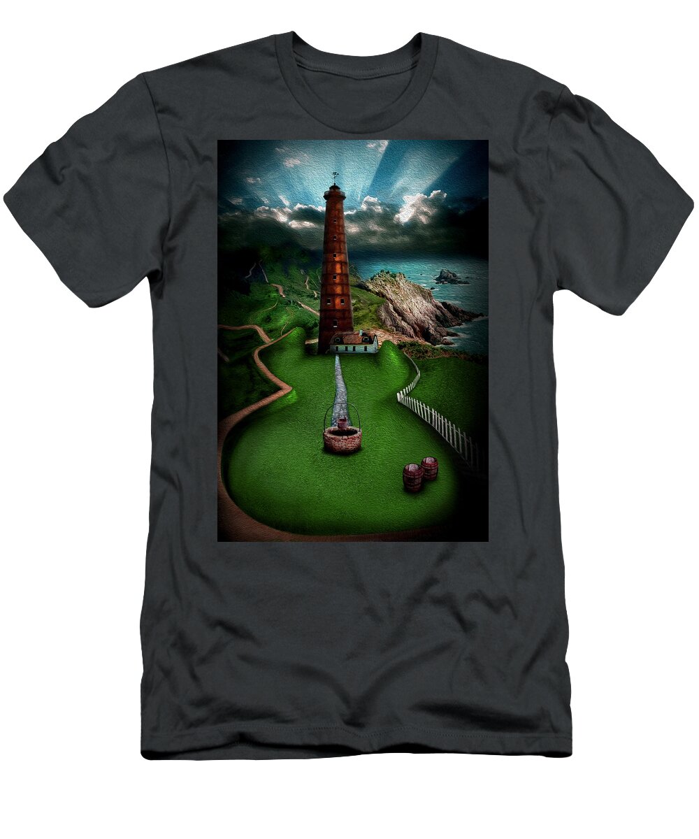 Lighthouse T-Shirt featuring the digital art The sound of silence by Alessandro Della Pietra