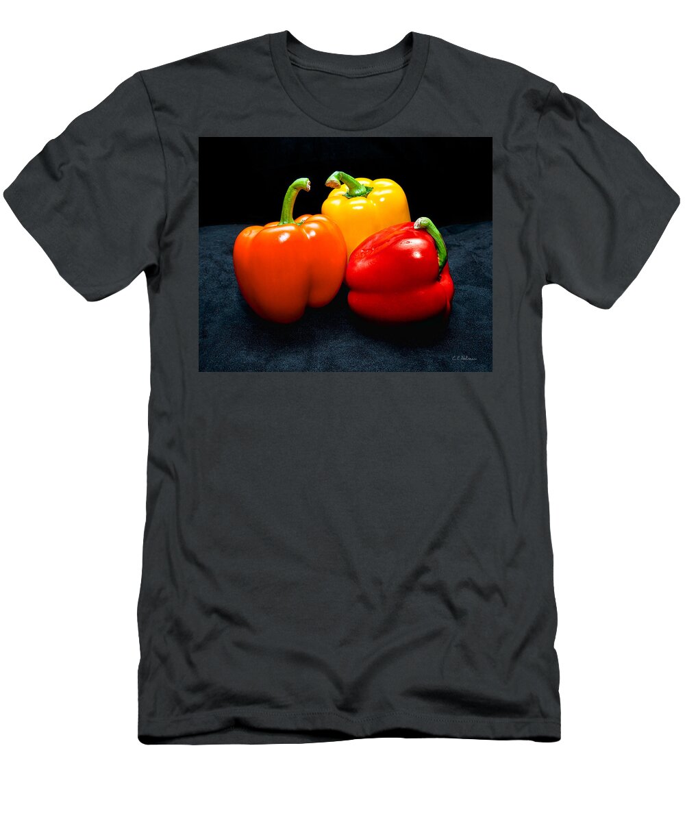 Vegetable T-Shirt featuring the photograph The Three Peppers by Christopher Holmes