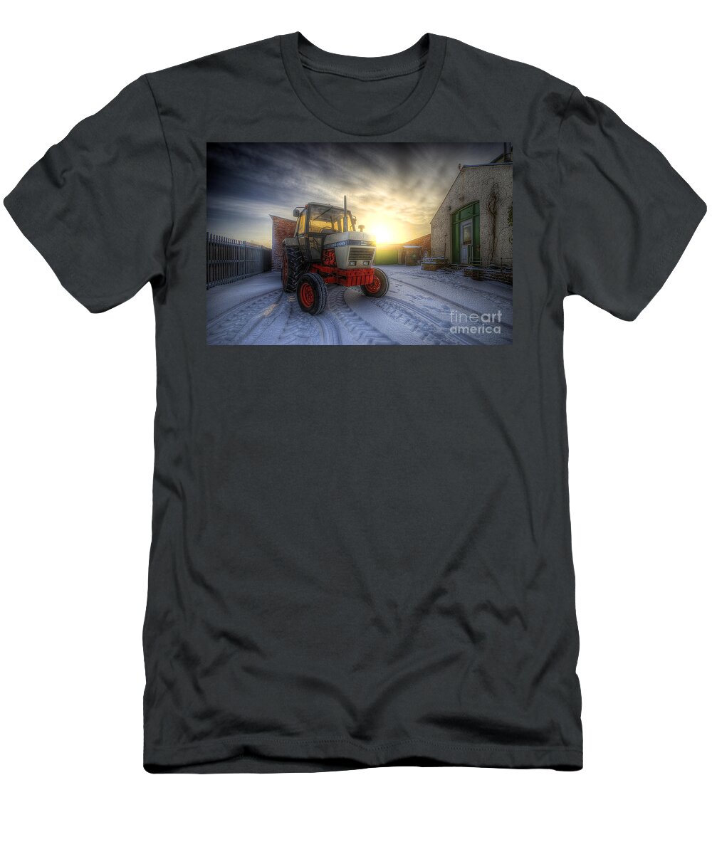 Yhun Suarez T-Shirt featuring the photograph Tractor Sunrise by Yhun Suarez