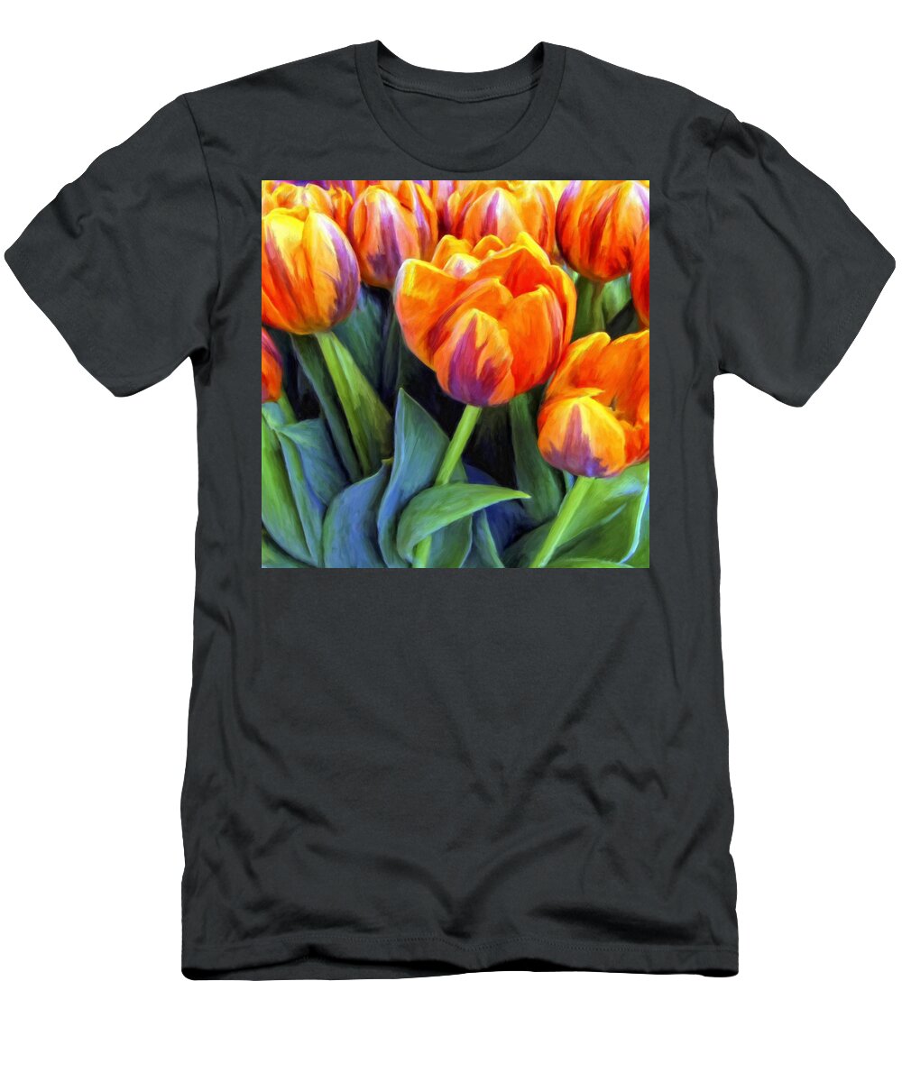 Tulips T-Shirt featuring the painting Tulips by Dominic Piperata