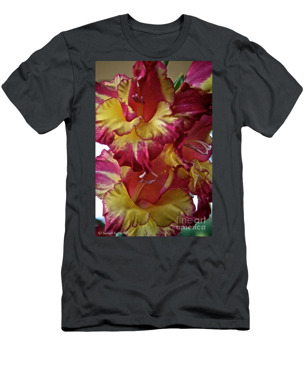 Outdoors T-Shirt featuring the photograph Vibrant Gladiolus by Susan Herber