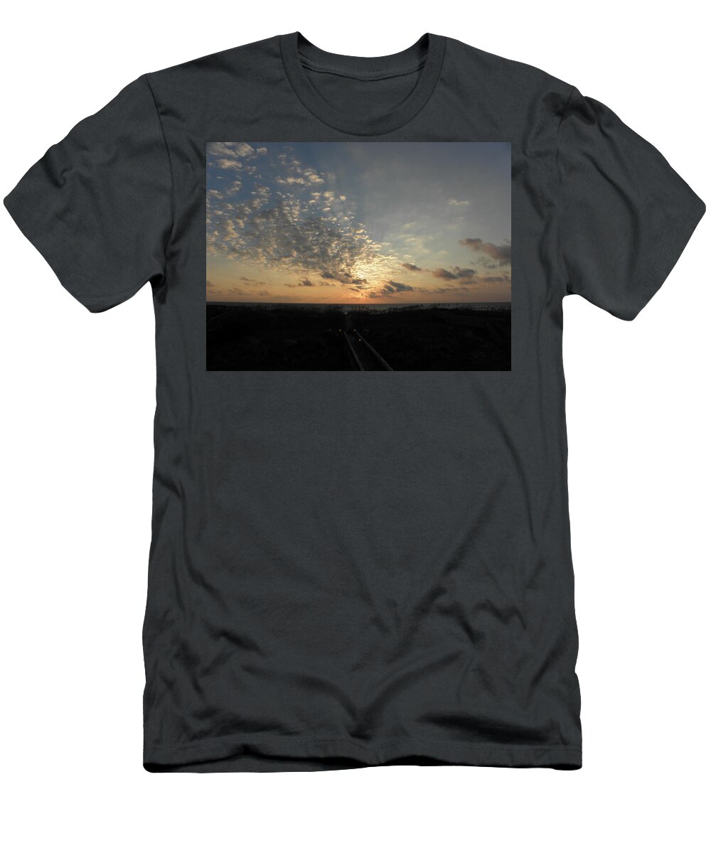 Sunrise T-Shirt featuring the photograph Walkway To The Rise by Kim Galluzzo