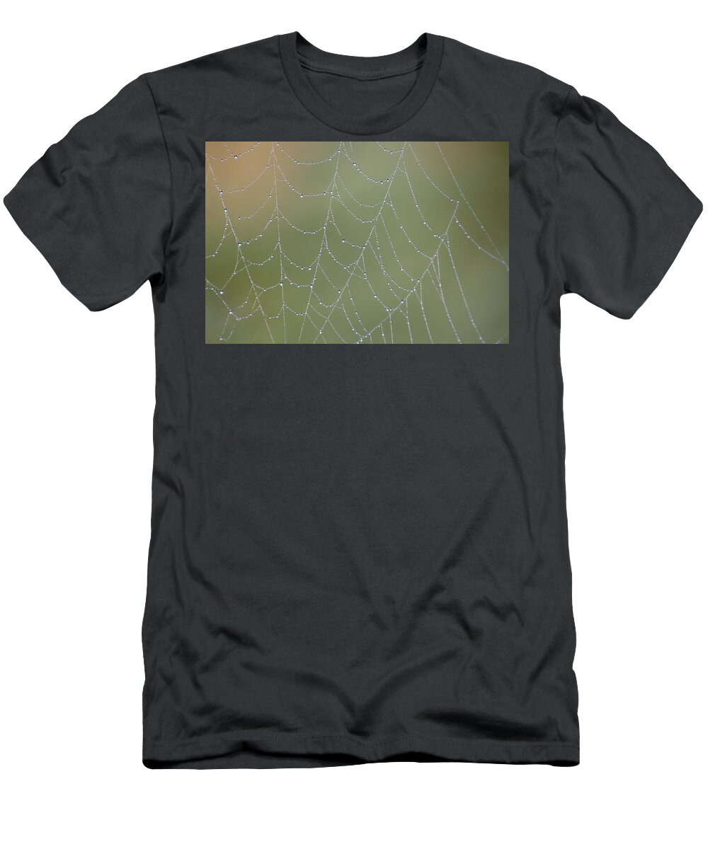 Web T-Shirt featuring the photograph Web Drops by Cathie Douglas