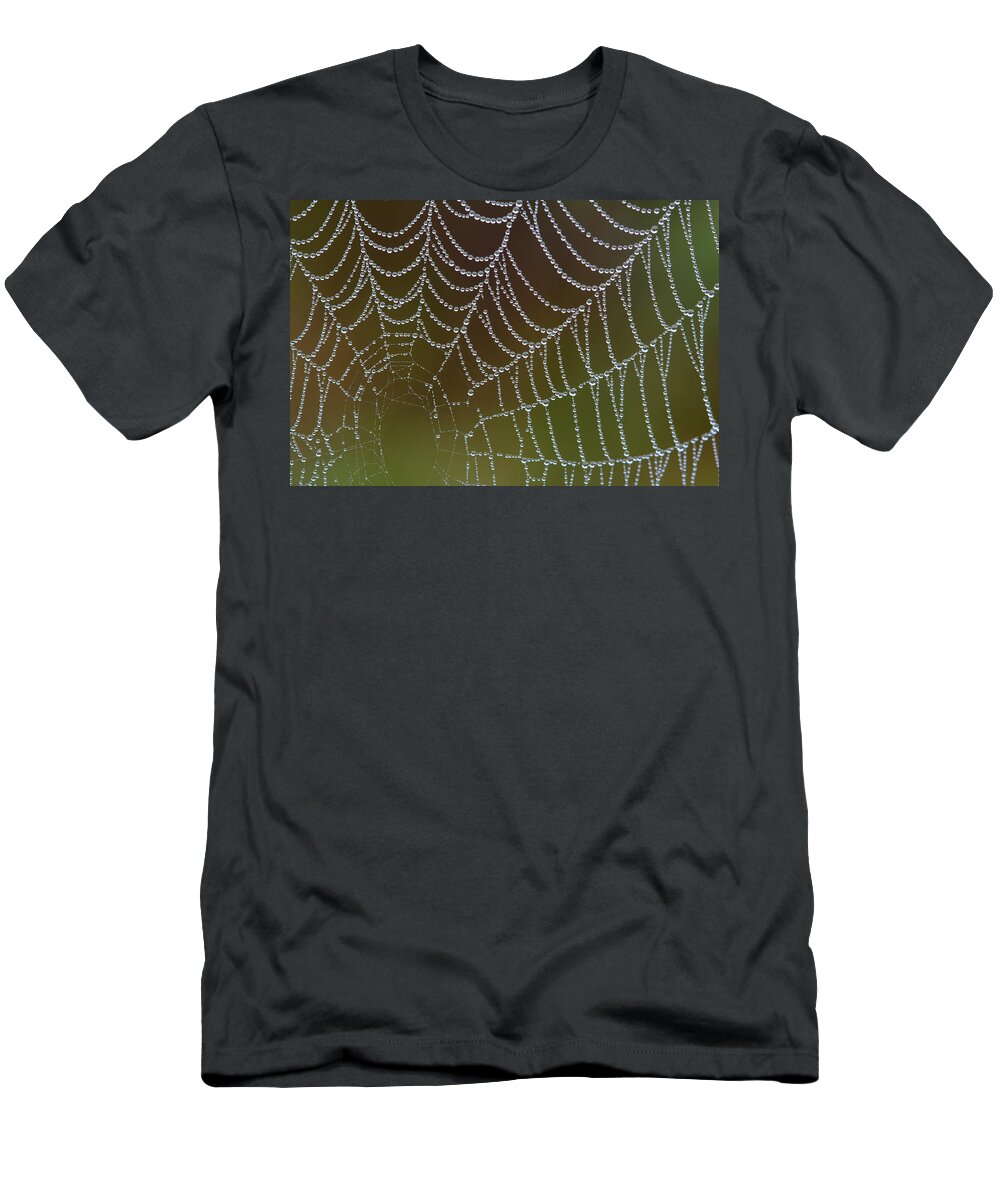  T-Shirt featuring the photograph Web With Dew by Daniel Reed