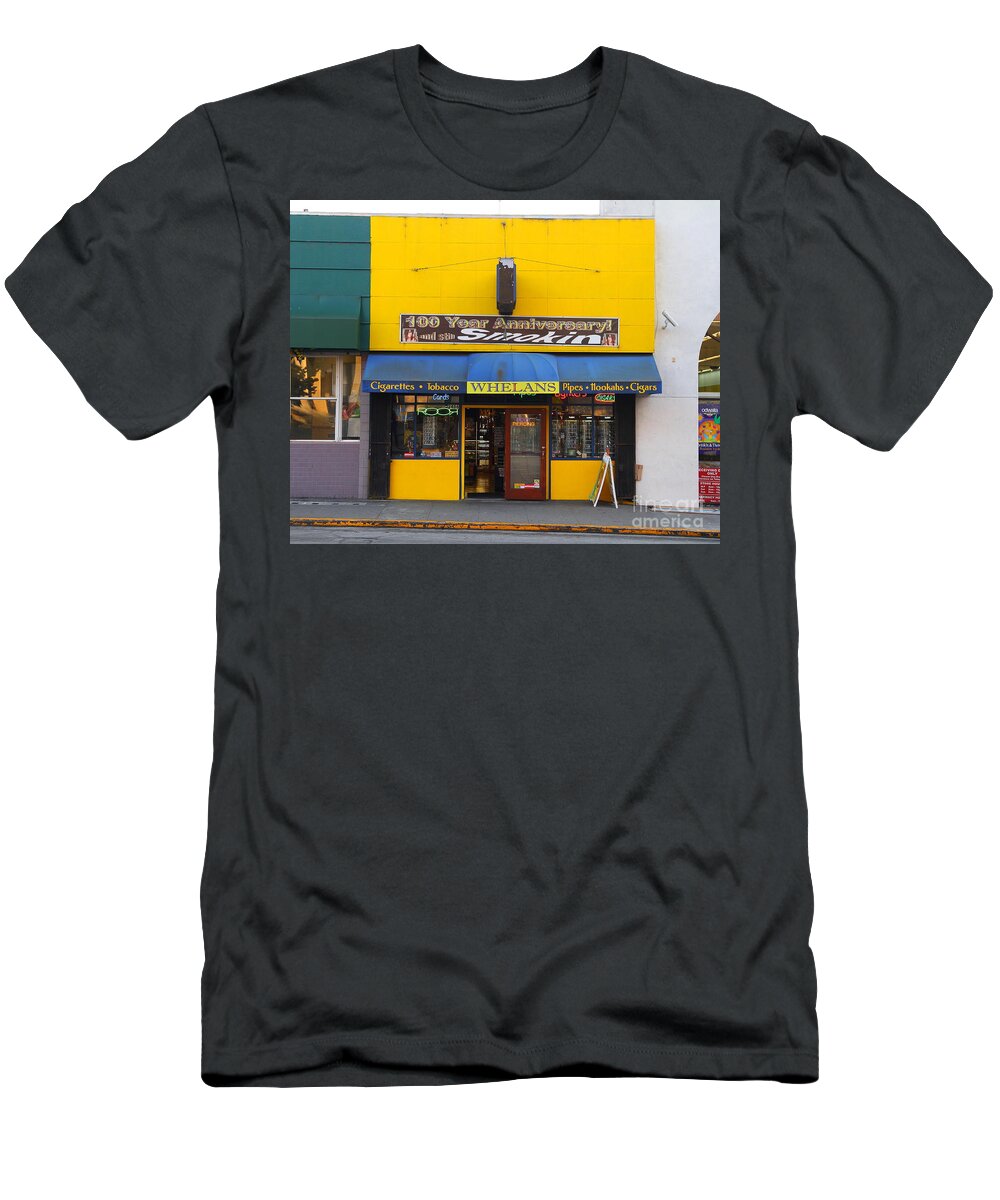 Smoke Shop T-Shirt featuring the photograph Whelans Smoke Shop On Bancroft Way In Berkeley California . 7D10168 by Wingsdomain Art and Photography