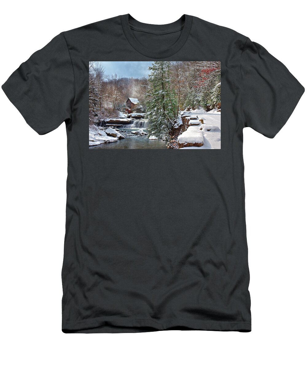 Babcock State Park T-Shirt featuring the photograph Winter at Babcock by Mary Almond