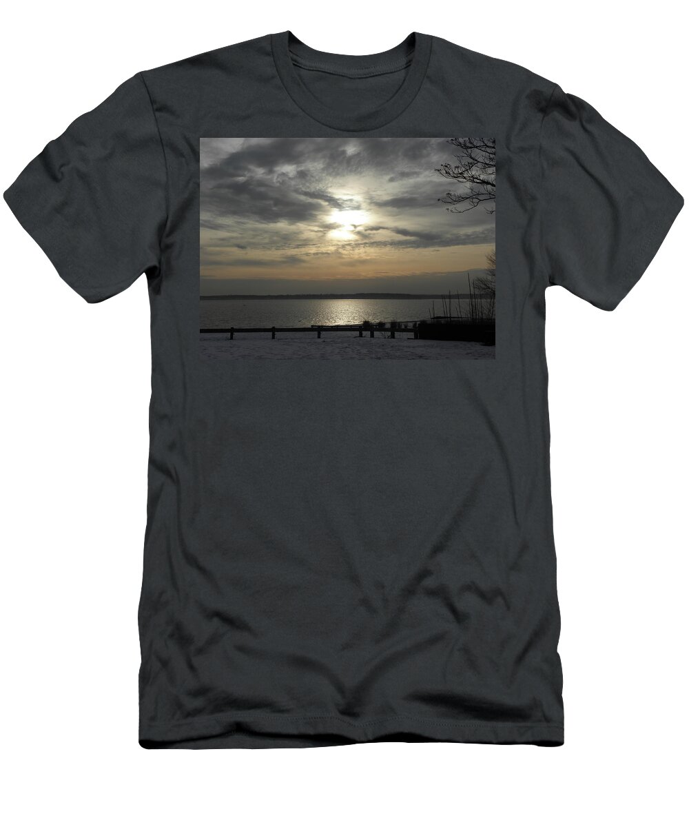 Winter T-Shirt featuring the photograph winter sunset in Rhode Island by Kim Galluzzo Wozniak