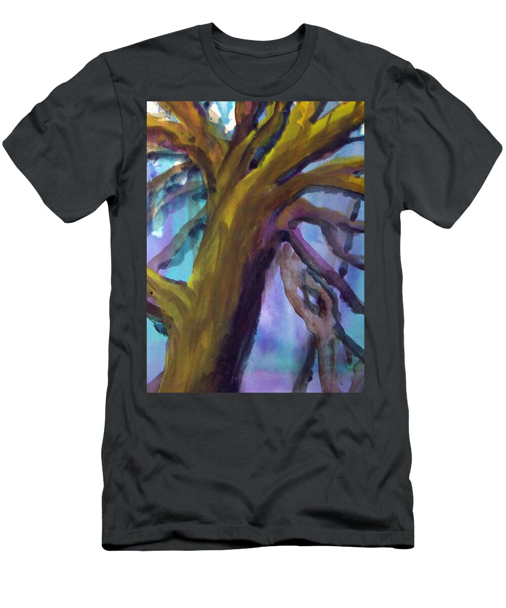 Colorful Tree T-Shirt featuring the painting Winter Tree by Hal Newhouser