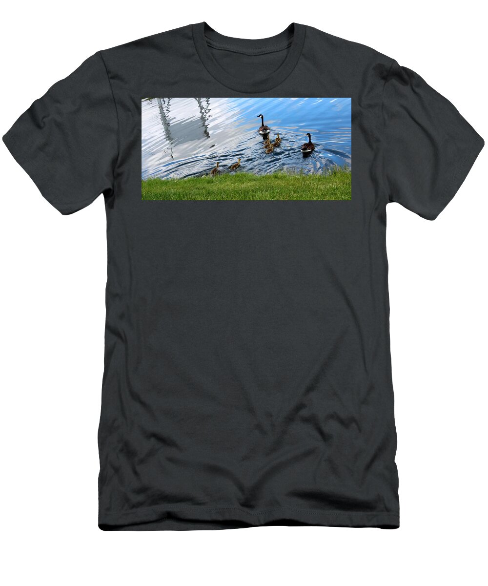 Duck T-Shirt featuring the photograph     Come on kids by R A W M 