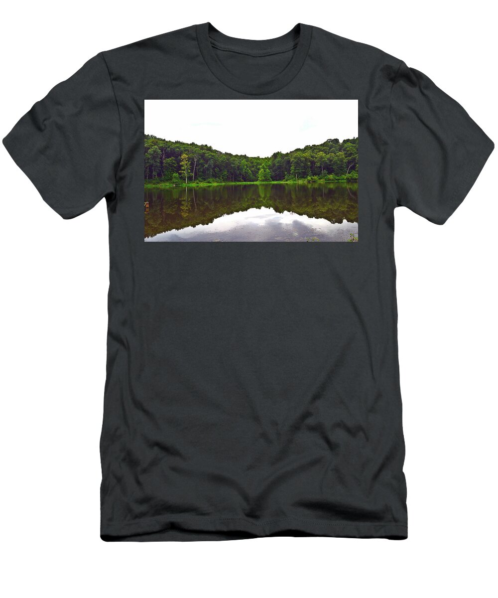 Forest Water Reflection. Green T-Shirt featuring the photograph Ferdinand Forest Reflection by Stacie Siemsen