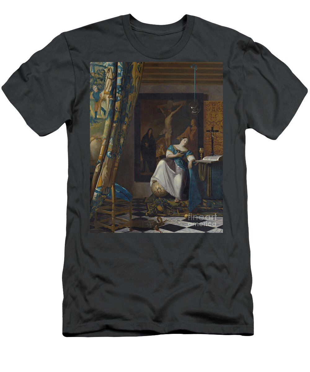 Vermeer T-Shirt featuring the painting Allegory of the Faith by Jan Vermeer