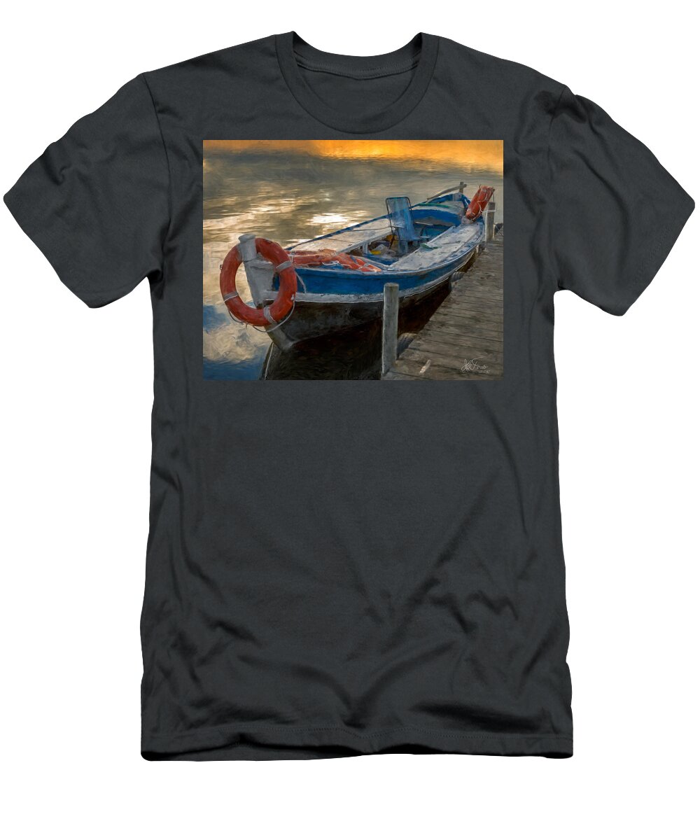 Albufera T-Shirt featuring the photograph Blue Boat #1 by Juan Carlos Ferro Duque