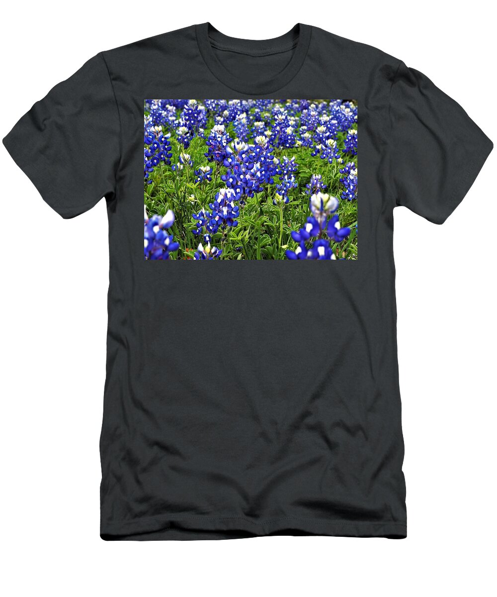 Blue Bonnets T-Shirt featuring the photograph Blue #1 by Jerry Connally