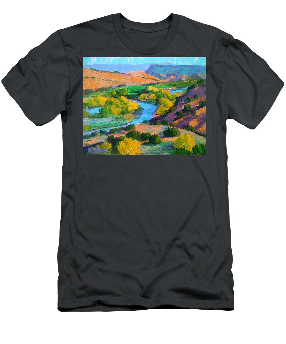 Landscape T-Shirt featuring the painting Autumn on the Chama River by Marian Berg