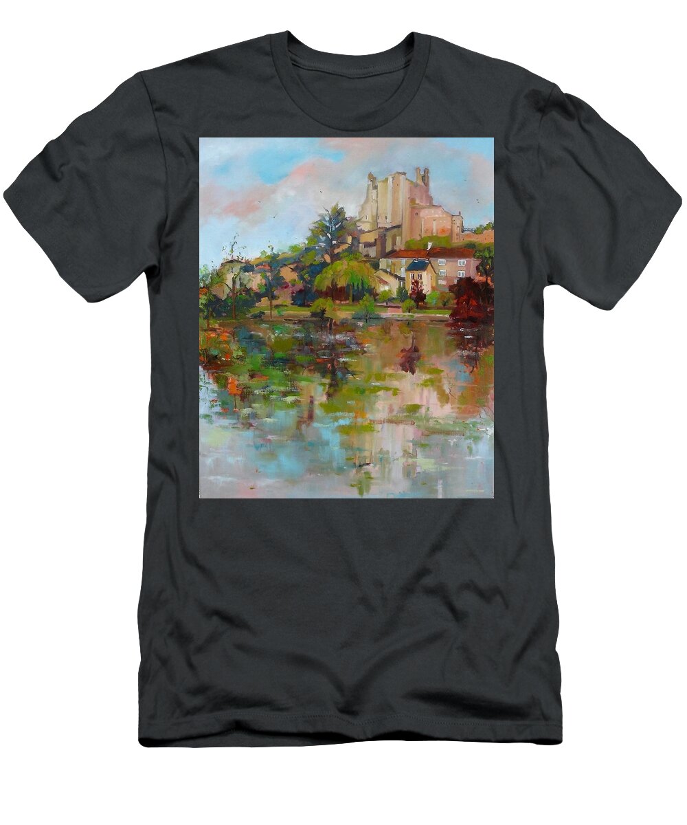 Plein Air T-Shirt featuring the painting Chauvigny #2 by Kim PARDON