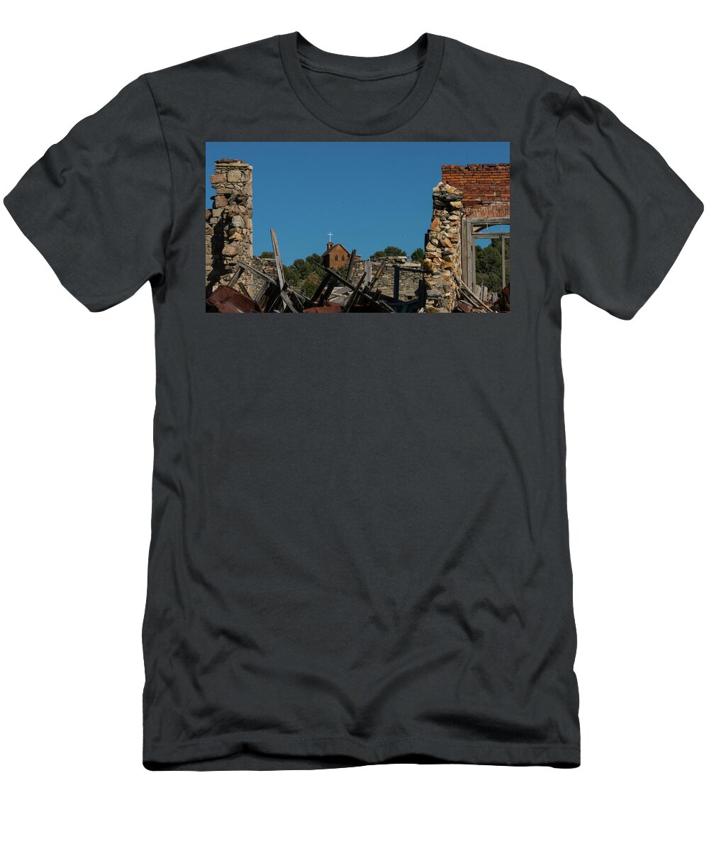 Nevada T-Shirt featuring the photograph Church Ruins 2 Belmont Nevada #1 by Lawrence S Richardson Jr