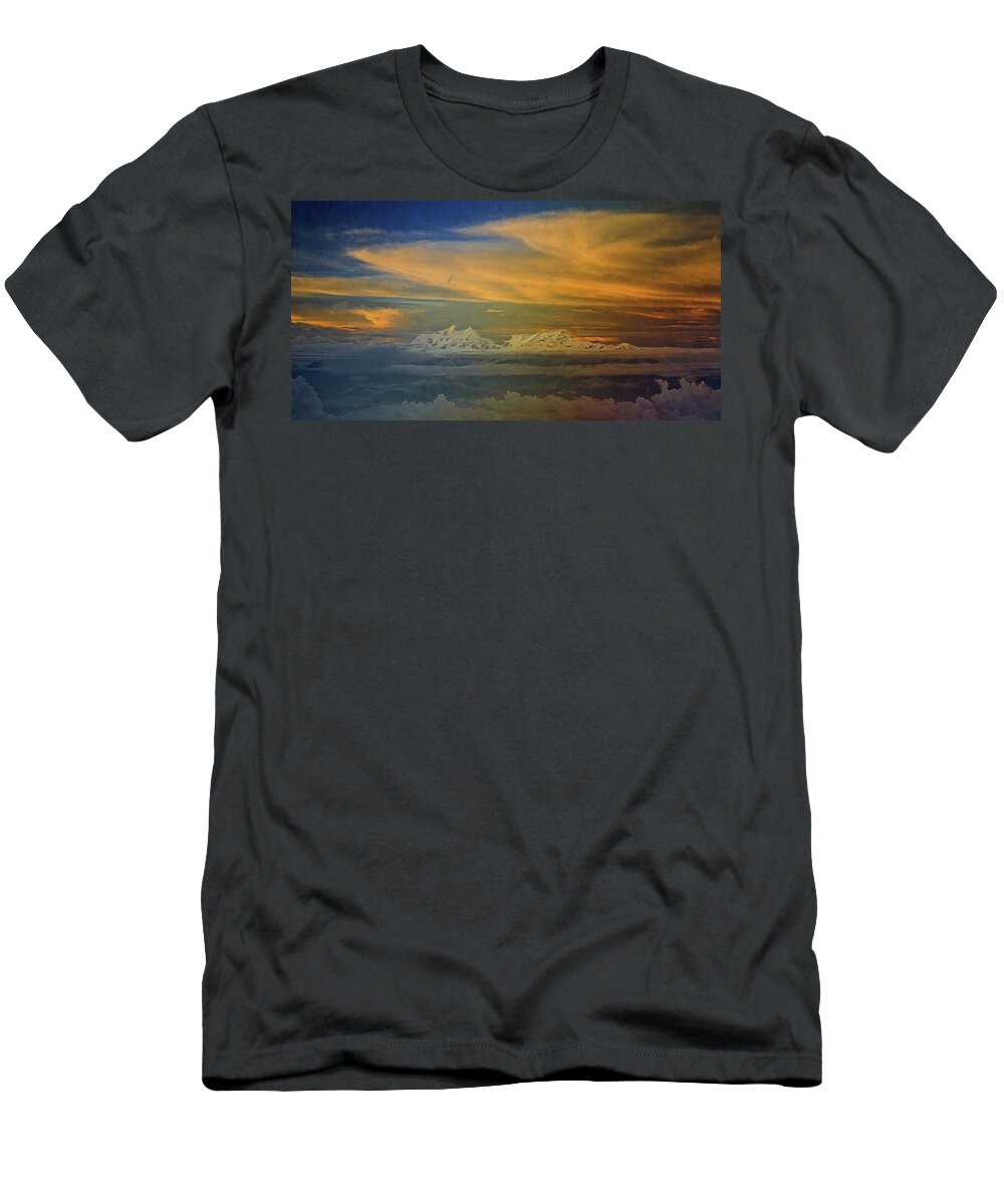 Clouds T-Shirt featuring the painting Clouds And Mountains #1 by Troy Caperton